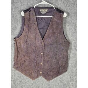 VTG AGAPO COLLECTION Mens Genuine Leather Embroidered Vest Size 1X Dark Brown